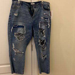 High Rise Mom Ripped Jeans